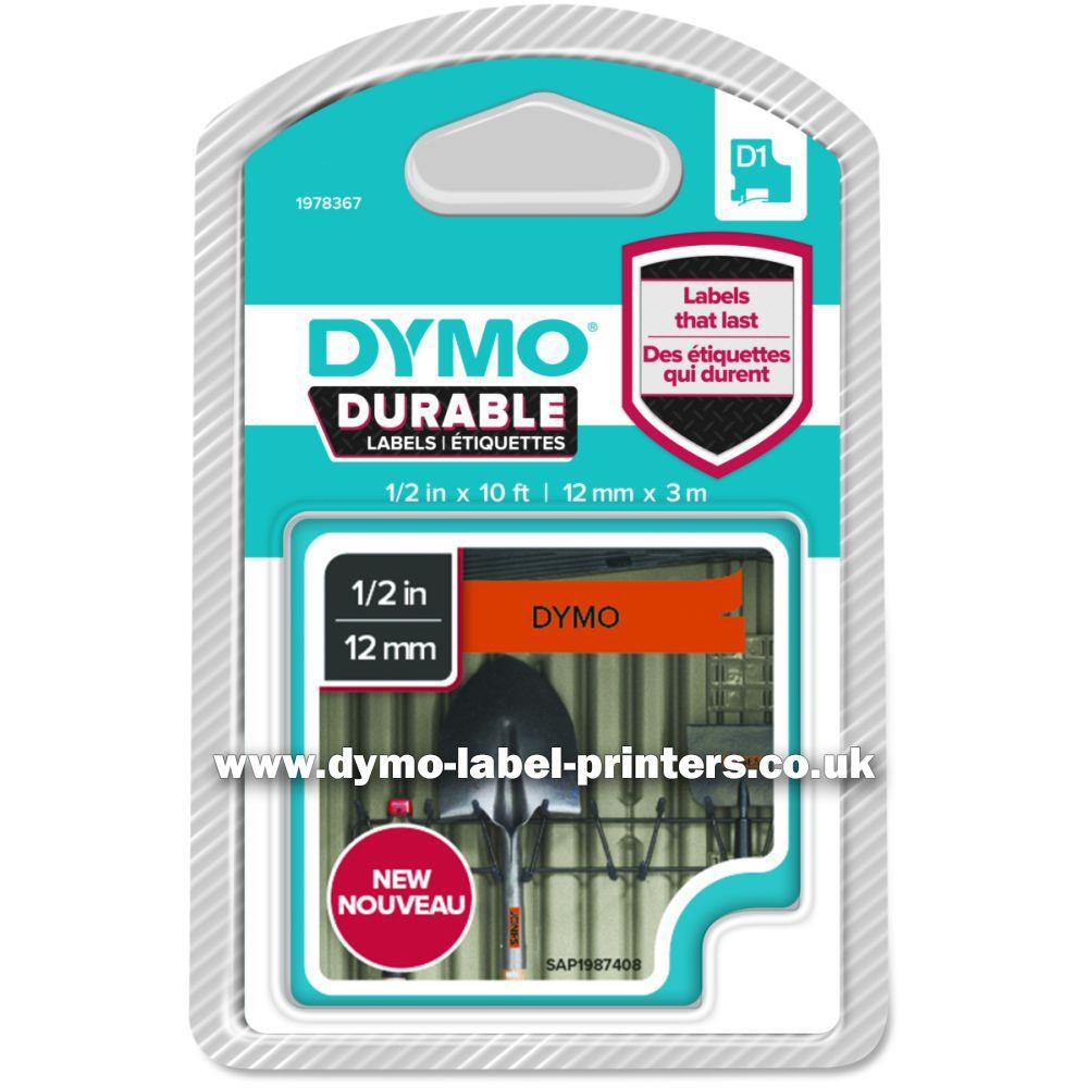 Dymo D1 Vinylband High Perf. 12 mm x 3 m schwarz auf orange