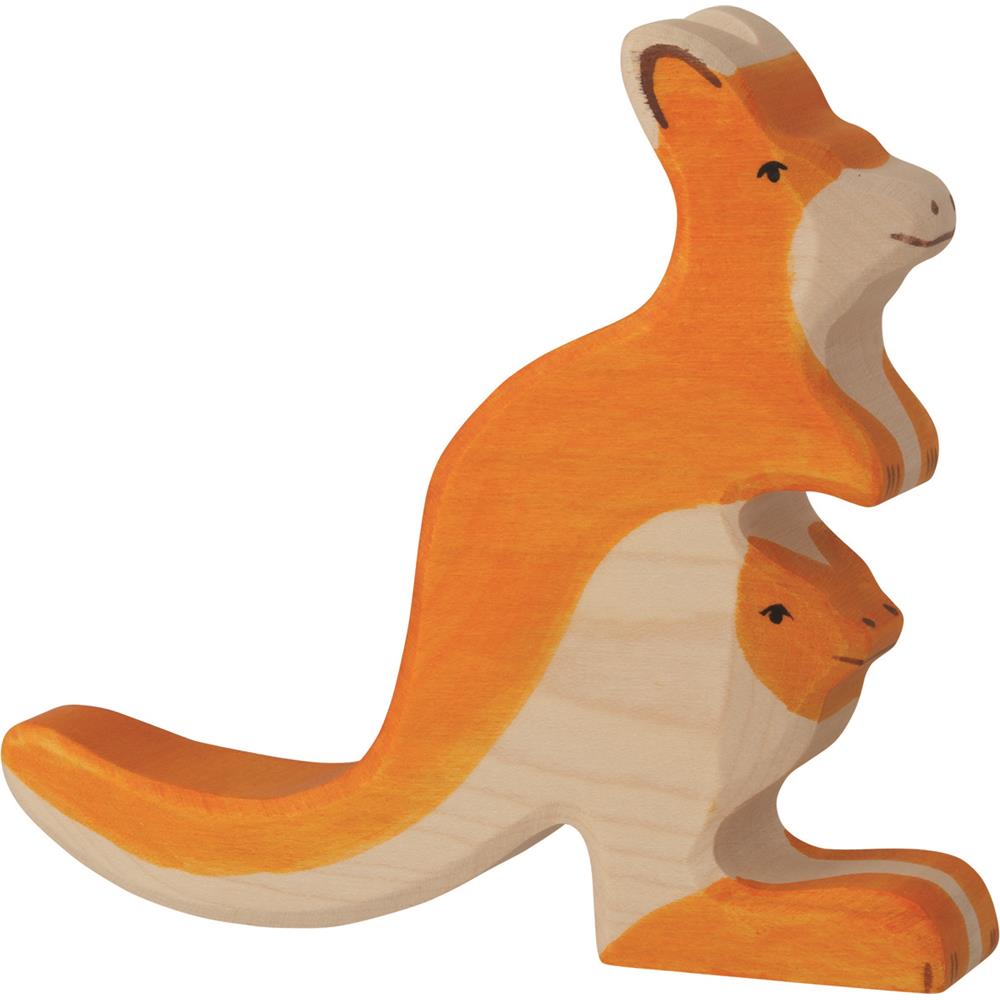 Кангуру для детей, около 15 x 2,8 x 13 см, Фигурка, Хольцфигур, Holzspielzeug