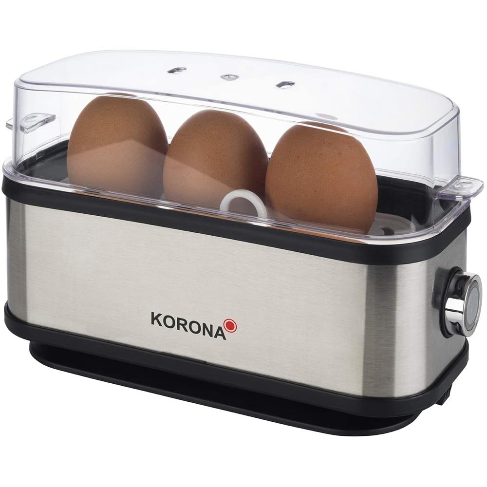 KORONA Eierkocher 3 Eier Edelstahl Schwarz Messbecher Eierstecher 210 Watt